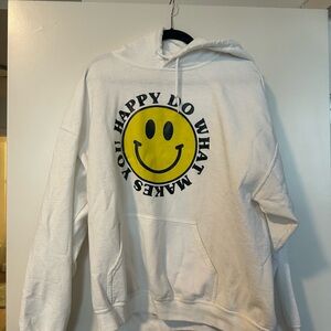 Gildan White Smiley Face Sweatshirt